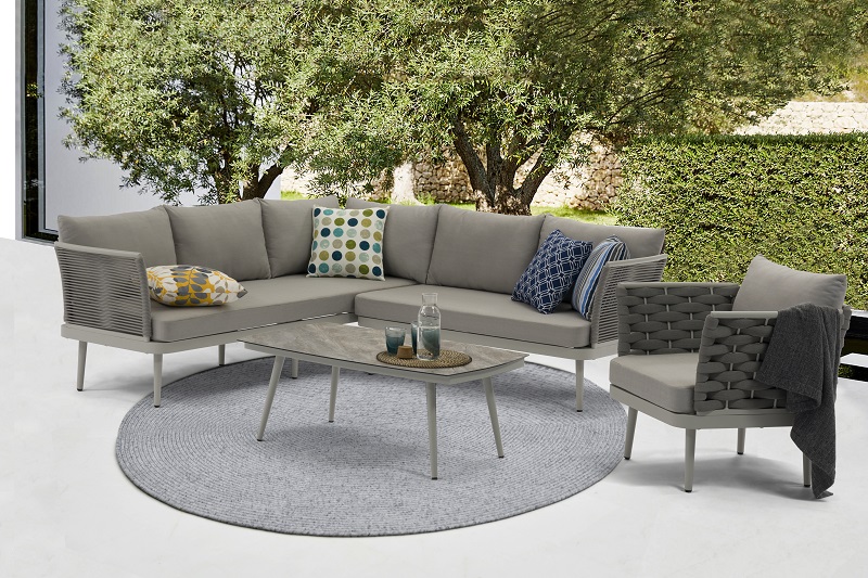 Renewable Design for	Sun Deck Lounge	- Outdoor Furniture ST. MORITZ  Alum. Rope Corner Lounge Set – Jacrea