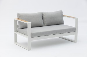 Andermatt Alum. Sofa 4pcs Set – K/D Outdoor Garden Sofa Set with teakwood insert arm