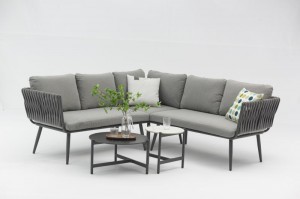 Arosa Corner Sofa 5pcs Set – Sintered Stone Modern Patio Furniture Aluminum Sofa Luxury Waterproof