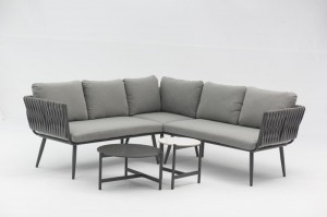 Arosa Corner Sofa 5pcs Set – Sintered Stone Modern Patio Furniture Aluminum Sofa Luxury Waterproof