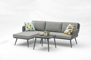 Leisure Design 3pcs Lounge Set Outdoor Furniture Corner Sofa Set Ascona alum. rubber rope