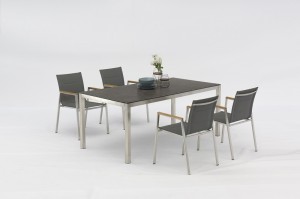 Outdoor Furniture BEJA Stainless Steel Glass Dining Table 90×90/180×90/220x100cm