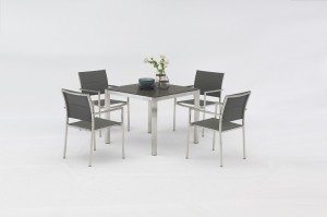 Outdoor Furniture BEJA Stainless Steel Glass Dining Table 90×90/180×90/220x100cm