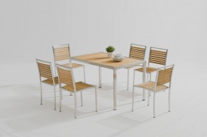 Outdoor Furniture Belfast Stainless Steel Teak Wood Dining 7pcs Set