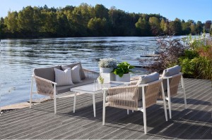 Outdoor Furniture Alum. Rope 4pcs Lounge Set One Box Packing Good For Mail Order Internet Selling With Comfort Cushion