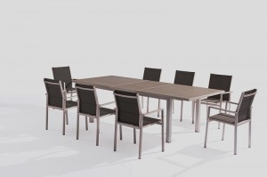 Brighton brushed alum. extension 200-260x105cm for 10 weekend party table stackable chair