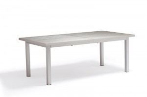 Brighton brushed alum. extension flexible 200-260x105cm for 10 family weekend party table