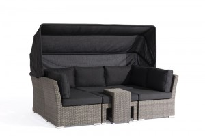sample for	Brushed Alum. Dining Set	- Outdoor Furniture Factory CORDOBA Alum. Wicker Magic  Canopy Bed – Jacrea