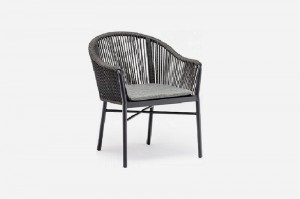 DITTE Alum. Olefin Rope Stackable Arm Chair With Cushion Balcony Set