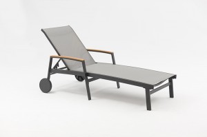 Drammen Sun Lounge K/D Poly Wood Armrests Modern Patio Furniture Aluminum Sofa Luxury Waterproof Handwoven Rope Outdoor Garden