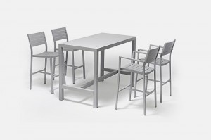 Bar Set Duis Full Alum. Table Outdoor Stackable Chairs Dining With Armrest