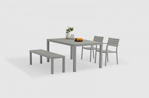 Duis Dining Chairs Reading Table Full Aluminium 4pcs Set Patio Furniture