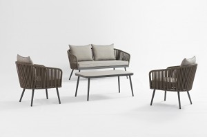 Outdoor Furniture ECCO Alum. Rope Lounge Set K/D Comfort Cushion