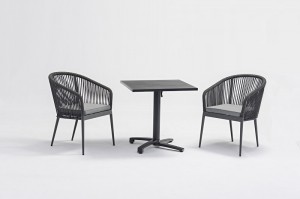 Ecco alum. rope chair balcony 3pcs set with foldable Vivi table 70x70cm