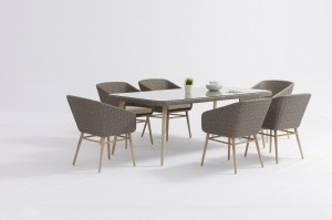 Outdoor Furniture Glasgow Alum. Wicker Dining Set With 6 Chairs