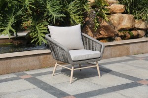 Outdoor Furniture GLASGOW Alum. Rattan Wicker Lounge 4 Pcs Set K/D With Soft Comfort Cushions Legs In Teak Color Hand Paint