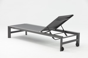 Grander Alum Textyelene Sun Lounger K/D With Wheels Garden Patio Furniture