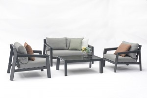Grander Alum. Sofa set – K/D Table Top Inserted T6mm Sintered Stone
