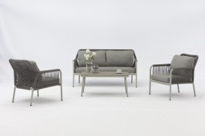 Hela New Design Aluminium Rope Sofa Set One Box Packing Mail Order Outdoor Garden