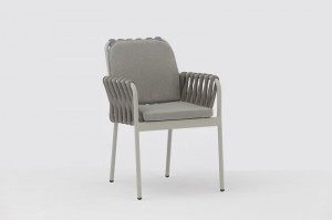 New design Hela alum. rubber rope stackable dining chair