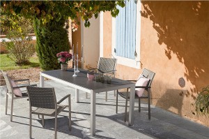 JACREA OUTDOOR Orosei brushed alum. glass table 180×90