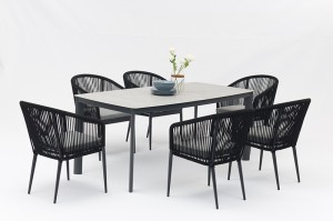 ECCO Top Sale Alum. Rope Dining Set 6+1 Good Price Stackable Chair Outdoor Garden Patio Furniture China Factory