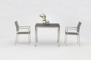 Mela Stainless Steel Furniture Textilene Armrest Dining Chair Outdoor