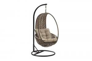 Pangolin Alum. Wicker Hanging Egg Chair Steel Frame PE Rattan Balcony