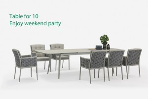 ST. MORITZ New Design Aluminium Rope Dining Set Extension Table 200/280x100cm Outdoor Garden Patio Furniture China Factory Supplies