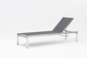 FOULA #304 Stainless Steel Textilene Sun Lounger K/D With Wheels China Factory Outdoor Garden Patio Furniture