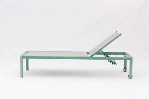 Lafery New Design Alum. Textilene Sun Loungers With Wheels Garden Furniture