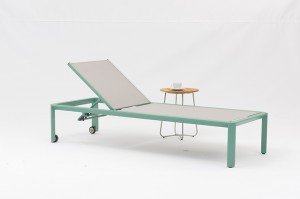 Lafery New Design Alum. Textilene Sun Loungers With Wheels Garden Furniture