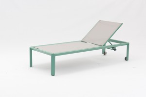 Lafery New Design Alum. Textilene Sun Loungers With Wheels Garden Furniture