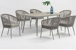 ECCO Top Sale Alum. Rope Staclable Dining Chair Promotion Good Loading Outdoor Garden Patio Furniture China Factory