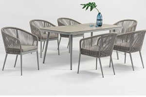 Ecco Alum. Stone Glass Dining Table 90×90/180x90cm China Factory Outdoor Garden Patio Furniture