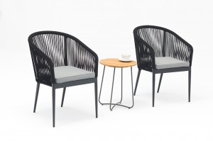 Ecco Top Sale Alum. Rope Stackable Dining Chair Factory Direct Sale