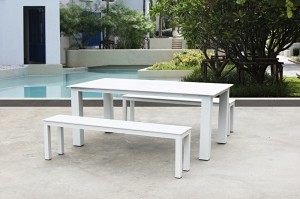 Outdoor Furniture Marseille Full Alum. Lounge 3pcs Set 2 Bench 1 Table 180×100