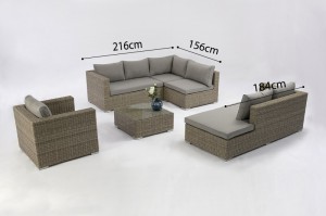 SHUMEN Aluminium Rattan Corner Lounge Set Modular Sectional Sofa Outdoor Garden Patio Furniture China Factory Supplies