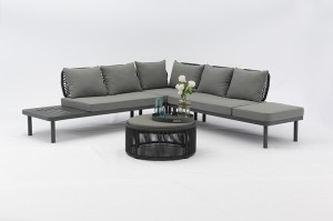 SASSARI Aluminium Rope Corner Lounge K/D 4pcs Set Outdoor Garden Patio Furniture China Factory Supplies