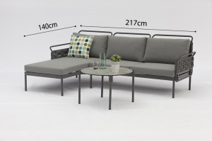 Combination Voyage 3pcs Aluminium Rubber Rope Corner Sofa Lounge Set K/D Modern Design