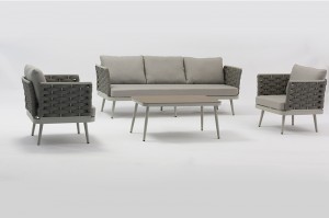 ST. MORITZ New Design Hot Sale Aluminium Rubber Rope Lounge Sofa Set K/D Outdoor Garden Patio Funiture China Factory Supplies
