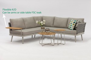 St. Moritz Corner Sofa 4pcs set Rope Lounge Set Manufacture With Teak Wood Table