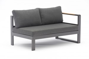 Andeer Alum. Sofa 5pcs Set Arm With Teak Wood Insert Outdoor Corner Lounge Set