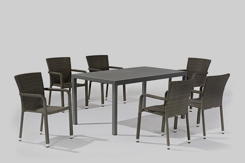 Outdoor Furniture LARACHE Alum. Wicker Dining 7pcs Set Featured Image