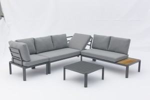 Lafery Corner Sofa 4pcs set With Sun Lounger Function & FSC Teak Side Table