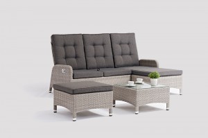 Outdoor Funiture Factory LAGAN Alum. Wicker  Lounge 4pcs Set With Air Pump Positioning