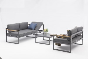 Lolland Alum. Corner Sofa 4pcs set With Lounger – K/D Aluminum Lounge Set