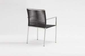 Mela Outside Stainless Steel Furniture Woven Rope Armrest Restaurant Dining Chair