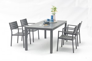 Orosei Ceramic Glass Table Weather Resistant Garden Aluminum Dining Table 180x90cm