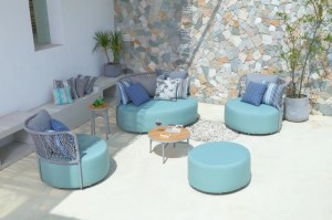 Cobblestone alum. upholstery sofa for outdoor